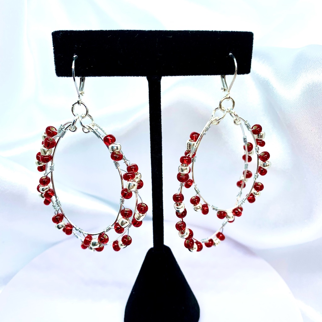 Crystal Bead Handmade Hoop Earrings